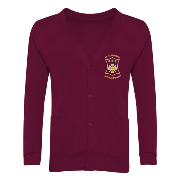 St Cuthbert's Hartlepool Burgundy School Cardigan with Logo