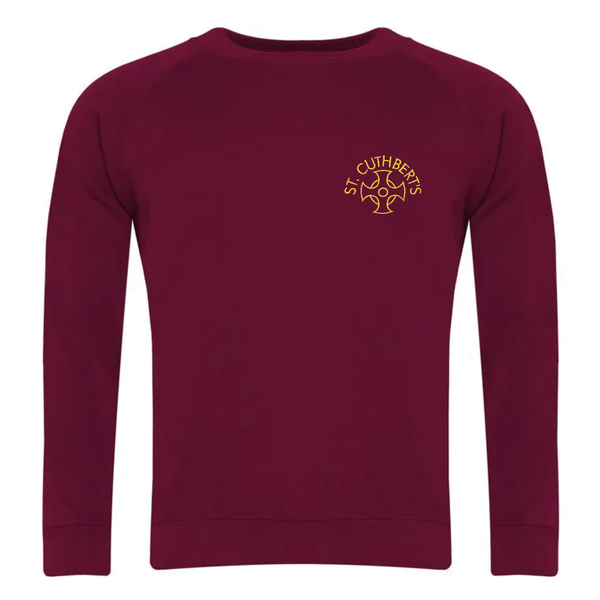 St Cuthbert's Crook Claret School Sweatshirt with Logo