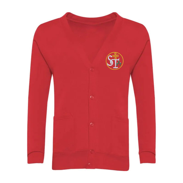 St Teresa's Darlington Red School Cardigan with Logo