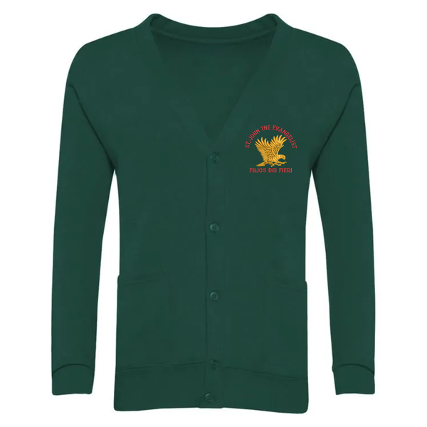 St John the Evangelist Primary Bottle Green School Cardigan with Logo