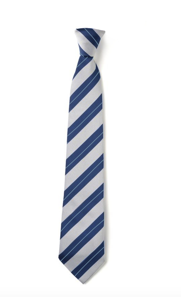 Carmel College Navy and Silver 3 Stripe Clip on Tie