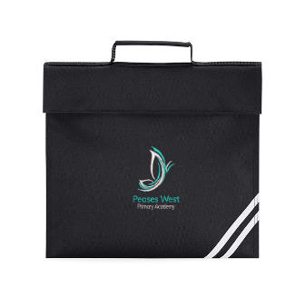 Peases West Primary Academy Black Logo Bookbag with reflective strip