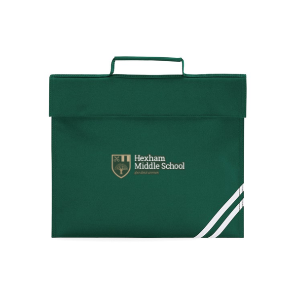 Hexham Middle Bottle Green Logo Bookbag with reflective strip